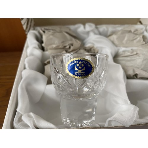 130 - Set of 6 Lead Crystal Shot Glasses (Unused, Boxed)