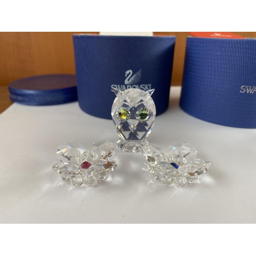 151 - Collection of Swarovski Miniature Crystals, Owl, Blow Fish and Flowers