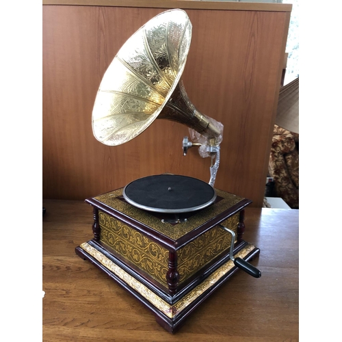 196 - Antique Style Gramophone with Brass Decoration - Taken Back on 25/10/2022