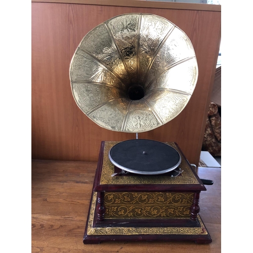 196 - Antique Style Gramophone with Brass Decoration - Taken Back on 25/10/2022