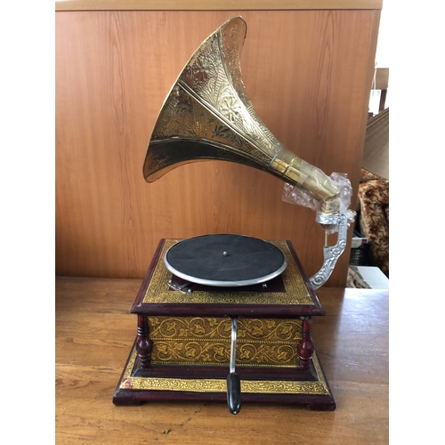 196 - Antique Style Gramophone with Brass Decoration - Taken Back on 25/10/2022