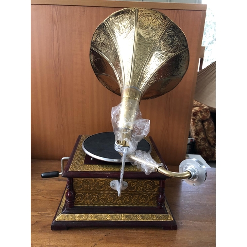 196 - Antique Style Gramophone with Brass Decoration - Taken Back on 25/10/2022