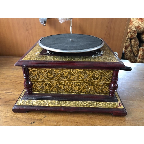 196 - Antique Style Gramophone with Brass Decoration - Taken Back on 25/10/2022