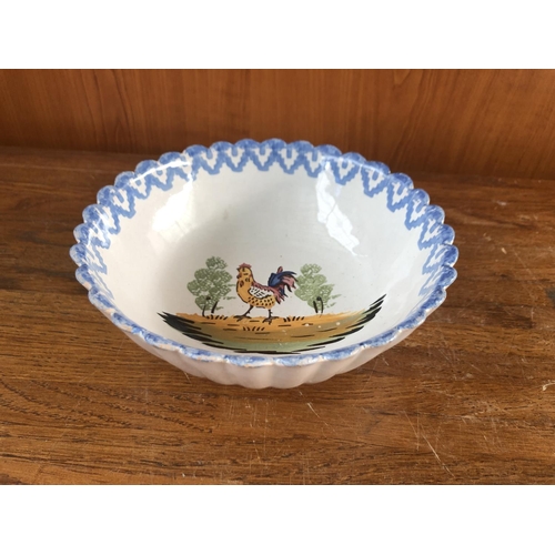 171 - Vintage Blue and White Rooster Bowl