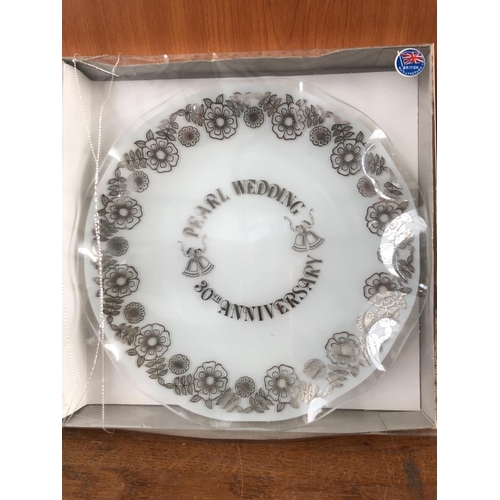 42 - British Manufacture Pearl Wedding 30th Anniversary Cake Plate and Server Gift Set Taken back 22/10/2... 