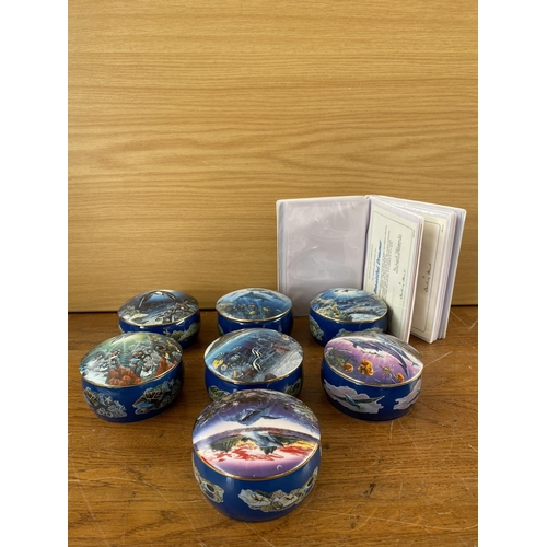 185 - Collection of 7 Danbury Mint Tropical Wonderland Porcelain Trinket Music Boxes with Certificate of A... 