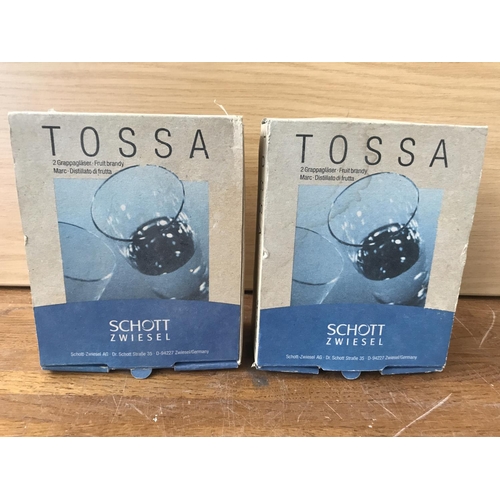 219 - x4 'Tossa' German Schott Fruit Brandy Glasses (In Box)