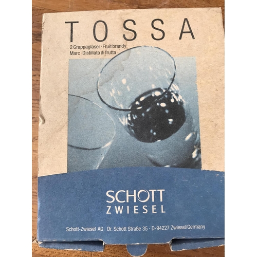 219 - x4 'Tossa' German Schott Fruit Brandy Glasses (In Box)