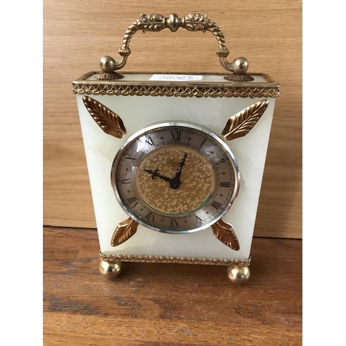 200A - Onyx and Brass Clock (Clock Mechanism Needs Repair)