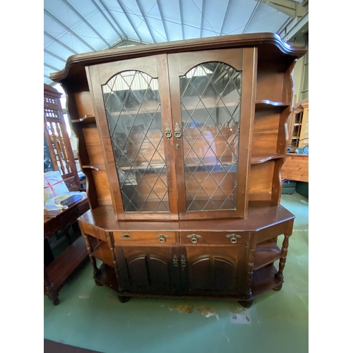 594 - Large 1950's 2-Piece Display Cabinet/Vitrine with Internal Lighting (185 W. x 50 D. x 194cm H.)