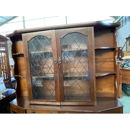 594 - Large 1950's 2-Piece Display Cabinet/Vitrine with Internal Lighting (185 W. x 50 D. x 194cm H.)