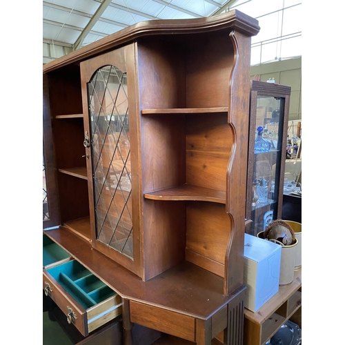 594 - Large 1950's 2-Piece Display Cabinet/Vitrine with Internal Lighting (185 W. x 50 D. x 194cm H.)