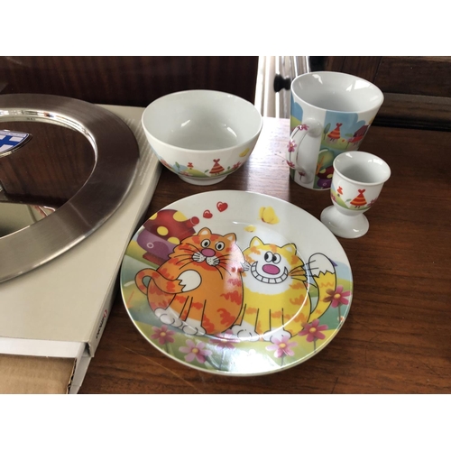 609 - Commemorative Italian Plate and Home Design Childs Breakfast Set (Unused)