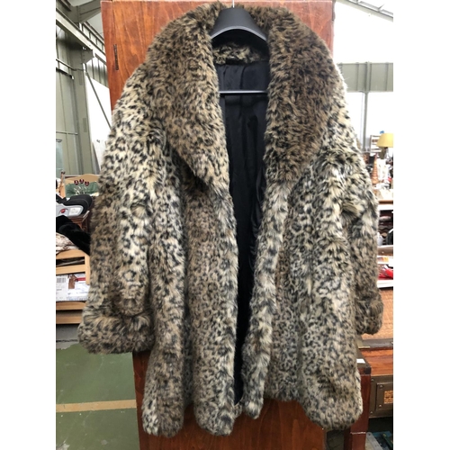 Ladies Faux Fur Coat Made in UK Size L
