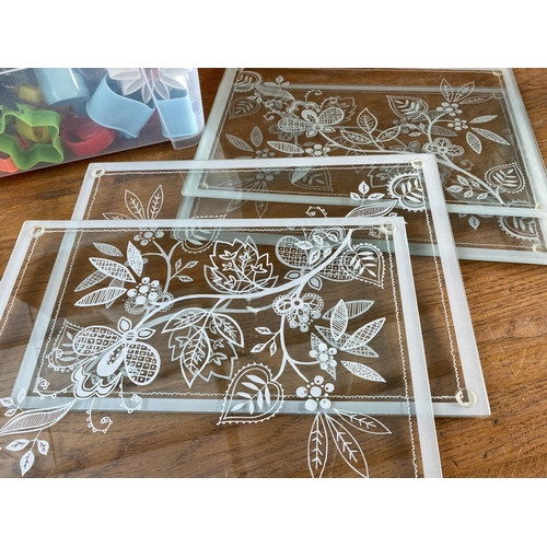 350 - Quantity of Cookie Cutters, Cake Decoration and 4 Glass Placemats