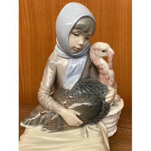 68 - Lladro Girl with Turkey Porcelain Figurine