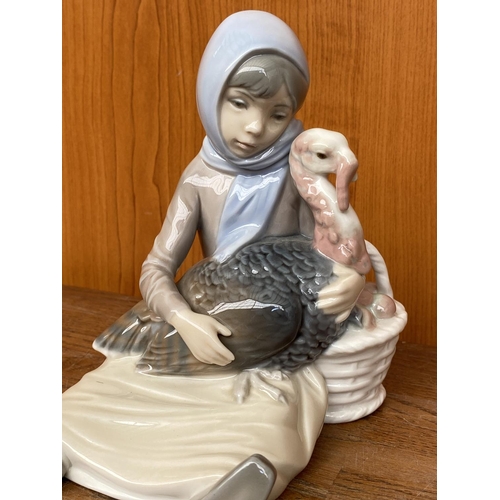 68 - Lladro Girl with Turkey Porcelain Figurine