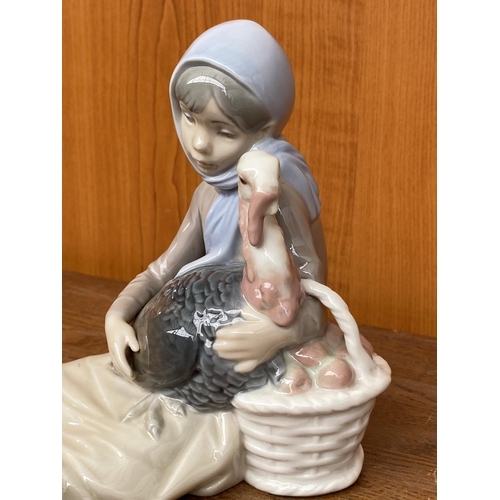 68 - Lladro Girl with Turkey Porcelain Figurine