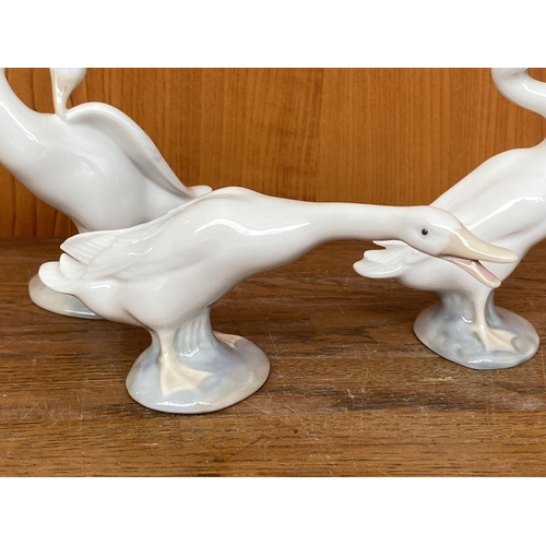 70 - x3 Pieces Vintage Lladro  Geese Figurines