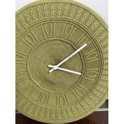 63 - Diamantini & Domeniconi Gomitolo Maxi Size Clock with Knitted Removable Olive Cotton Cover (50 cm Ø)