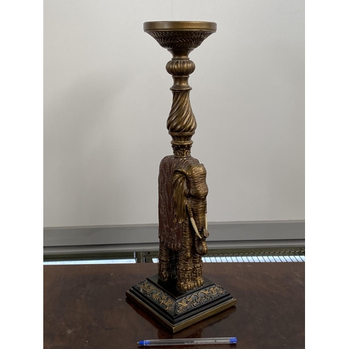 58 - Mark Roberts Collection Taper Candle Holder with Gold Toned Feature and Indian Elephant Figure on Ca... 