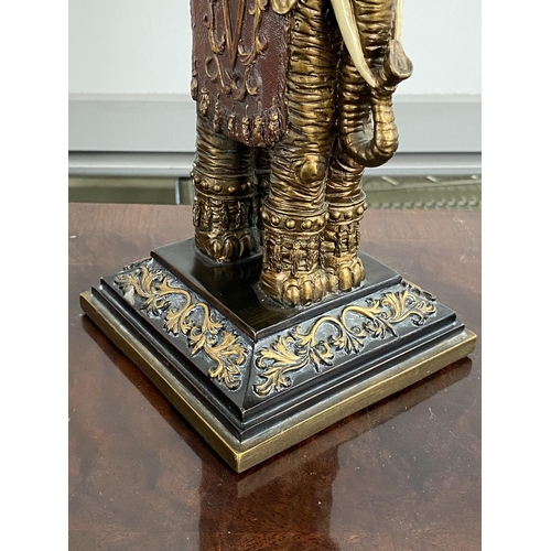 58 - Mark Roberts Collection Taper Candle Holder with Gold Toned Feature and Indian Elephant Figure on Ca... 