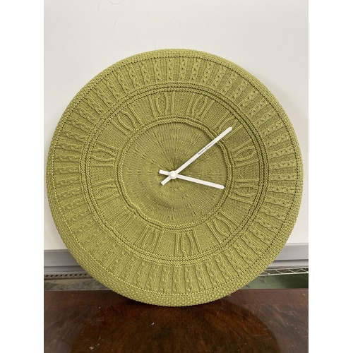 63 - Diamantini & Domeniconi Gomitolo Maxi Size Clock with Knitted Removable Olive Cotton Cover (50 cm Ø)