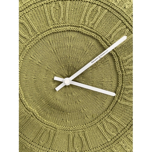 63 - Diamantini & Domeniconi Gomitolo Maxi Size Clock with Knitted Removable Olive Cotton Cover (50 cm Ø)