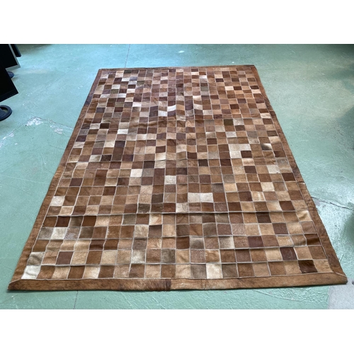 261 - Tricolor Patchwork Cowhide Rug (158 x 220cm - Needs Attention)