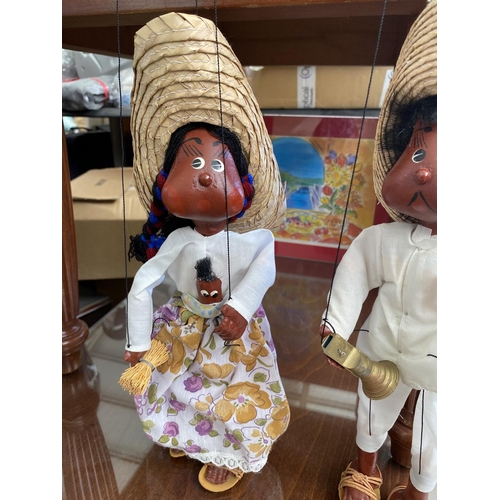 256 - Pair of Vintage Mexican Marionettes with Straw Hat