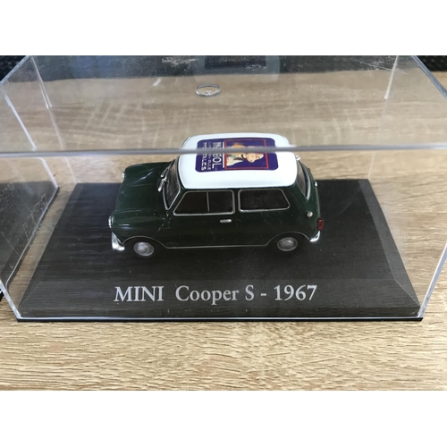 271 - x2 collectible Diecast Mini Cooper S Model Cars with Advert on Top, Scale 1:43