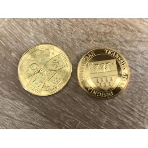 286 - x2 Gold Plated Romanian Coins - Taken Back 15/7/2023