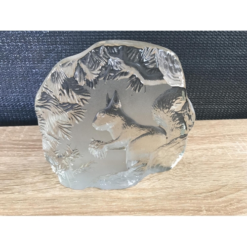 292 - Vintage Viokef Hand Crafted Squirrel on Glass Block