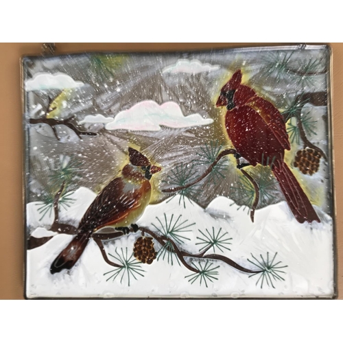 37 - Hand Painted Vitro Wall Hanging Artwork (25 x 20cm)