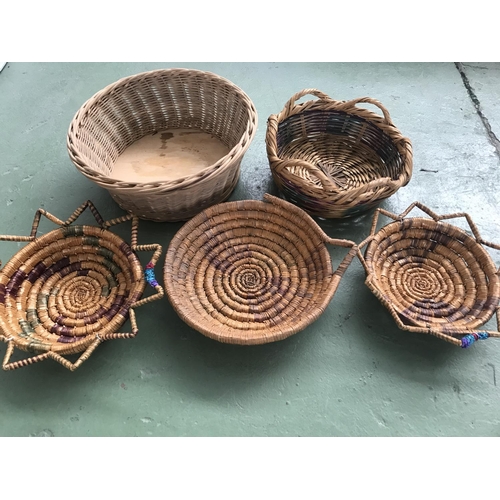 265 - x5 Cyprus Retro Woven Baskets