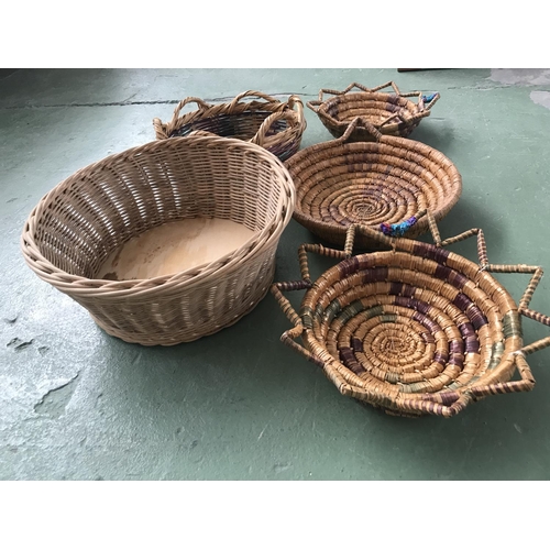 265 - x5 Cyprus Retro Woven Baskets