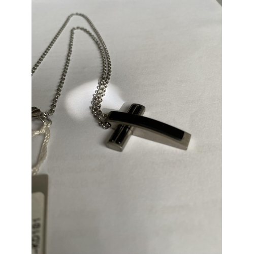 295 - Gents Black Onyx Cross with Stainless Steel Ornament