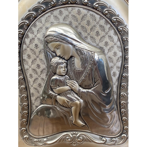 278 - Large Silver 925 'Mother of God' Icon Signed 'Sagan' (34cm H.)