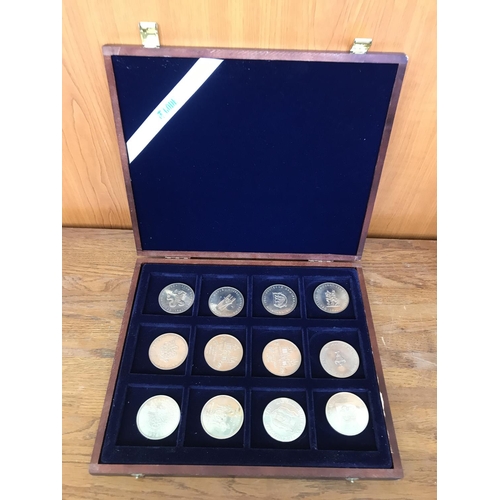 81 - Collection of 12 Vintage German Cities Commemorative Metals in Box