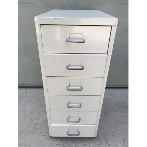 75 - Small Metal 6-Drawer Cabinet on Wheels (28 W. x 41 D. x 69cm H.)