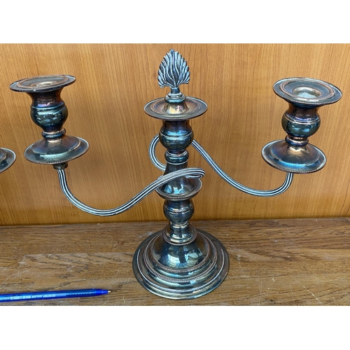 25 - Pair of Sheffield Silver Plated on Copper Candelabras