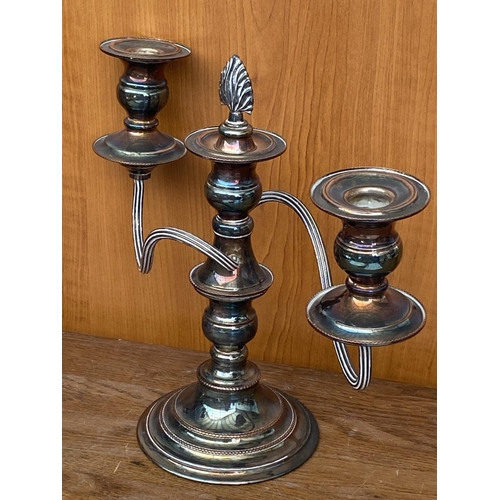 25 - Pair of Sheffield Silver Plated on Copper Candelabras