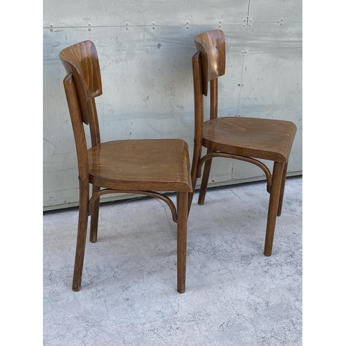 55 - Pair of Rare Mid Century Thonet Wooden Chairs Made in Czechoslovakia (Designed by Thonet Mundus)