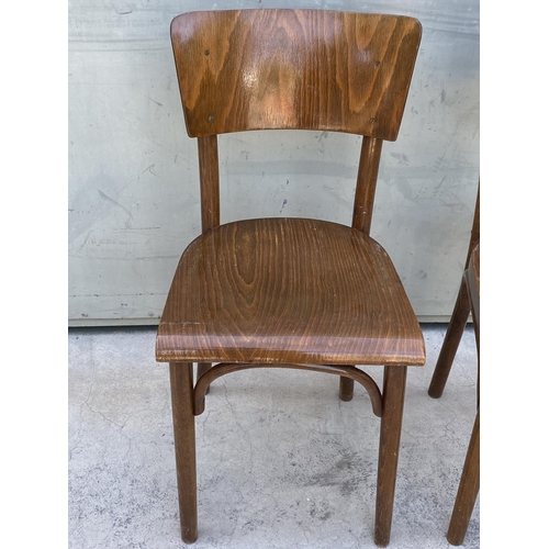 55 - Pair of Rare Mid Century Thonet Wooden Chairs Made in Czechoslovakia (Designed by Thonet Mundus)