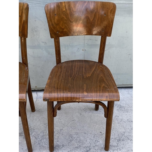 55 - Pair of Rare Mid Century Thonet Wooden Chairs Made in Czechoslovakia (Designed by Thonet Mundus)