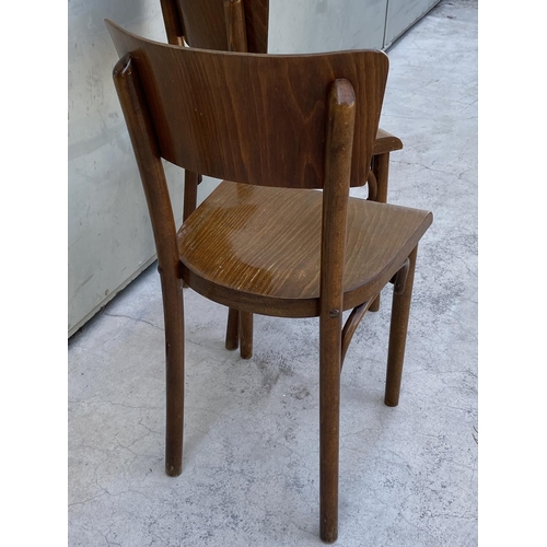 55 - Pair of Rare Mid Century Thonet Wooden Chairs Made in Czechoslovakia (Designed by Thonet Mundus)