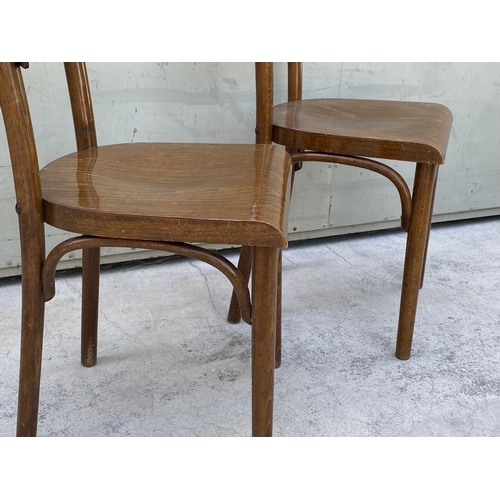 55 - Pair of Rare Mid Century Thonet Wooden Chairs Made in Czechoslovakia (Designed by Thonet Mundus)