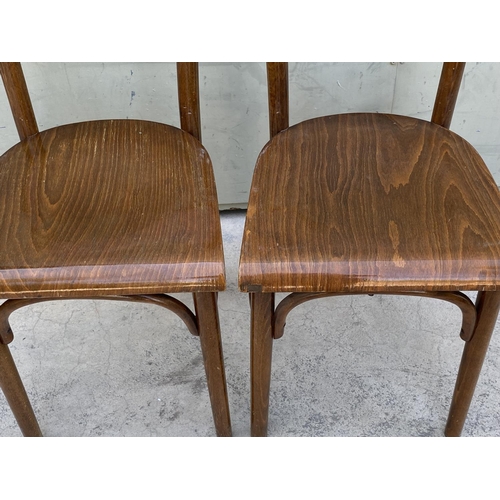 55 - Pair of Rare Mid Century Thonet Wooden Chairs Made in Czechoslovakia (Designed by Thonet Mundus)