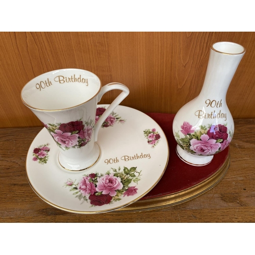 95 - 90th Birthday Gift of Vintage Sheltonian Staffordshire English Bone China Cup, Saucer and Small Flow... 