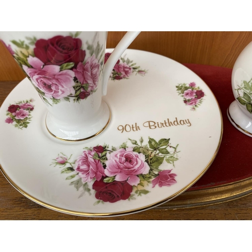 95 - 90th Birthday Gift of Vintage Sheltonian Staffordshire English Bone China Cup, Saucer and Small Flow... 